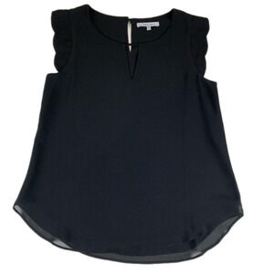 NAKED Zebra Black Sleeveless Tank Top with Scallop capped Sleeves Size  small